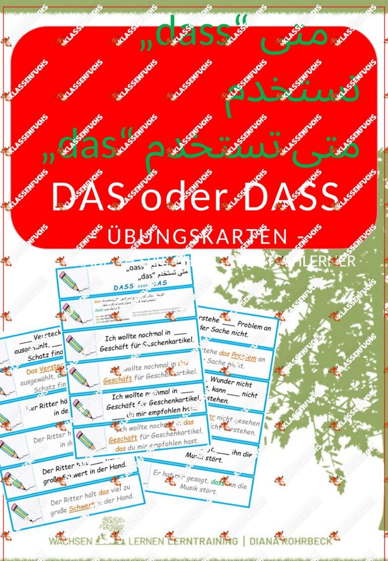 DaF / DaZ Arabisch: „das“ oder „dass“ – Übungskarten